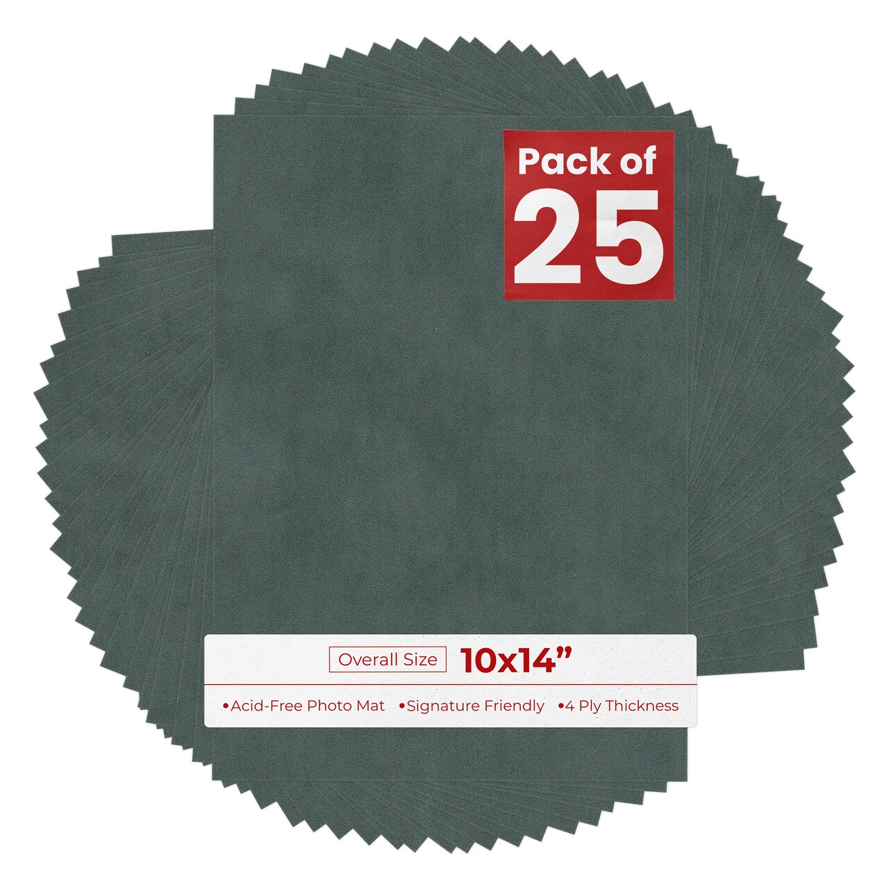 Dark Grey Suede 10x14 Uncut Mat Board - Blank Sheets, No Opening